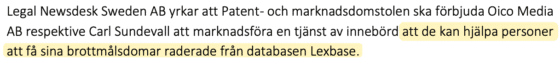 Skärmdump stämningsansökan