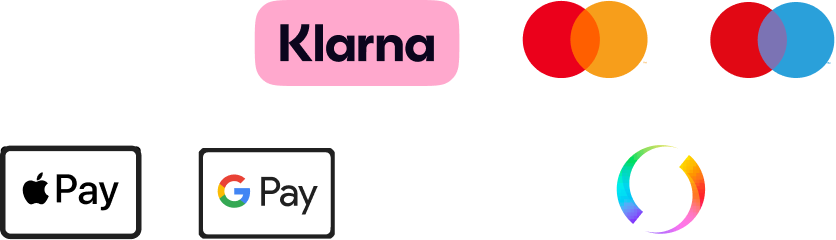 Betalsätt: Stripe, Klarna, Mastercard, Maestro, Apple Pay, Google Pay, Visa, Swish