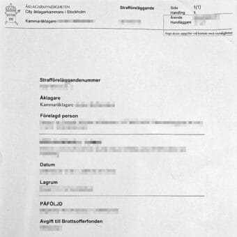Officiellt dokument från åklagarmyndigheten